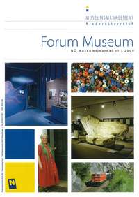 Cover Magazin Forum Museum 2009-1, Abbildung: bunte Bildercollage aus Bildern von Museen und Ausstellungen