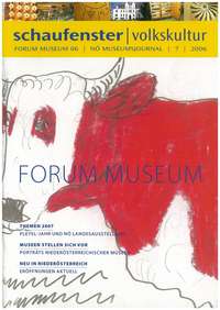 Cover Magazin Forum Museum 2006-2, Abbildung Zeichnung eines Gugginger Künstlers, Kopf und Brustkorb einer rot-weiß-fleckigen Kuh