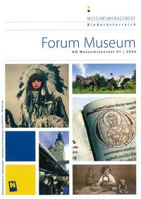 Cover Magazin Forum Museum 2008-1, Abbildung: bunte Bildercollage aus Bildern von Museen und Ausstellungen